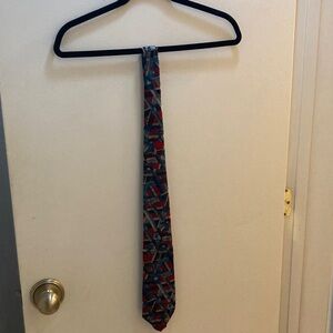 Abstract Patterned Tie in Red and Blue